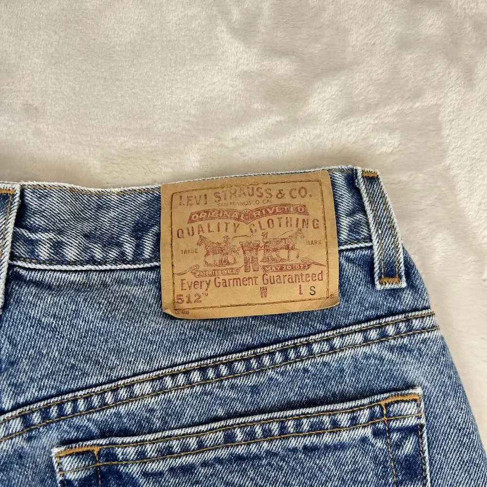 VTG Levis 512 Jeans Womens 10 Blue Denim Slim Fit Straight Leg‎ Bleached Grunge